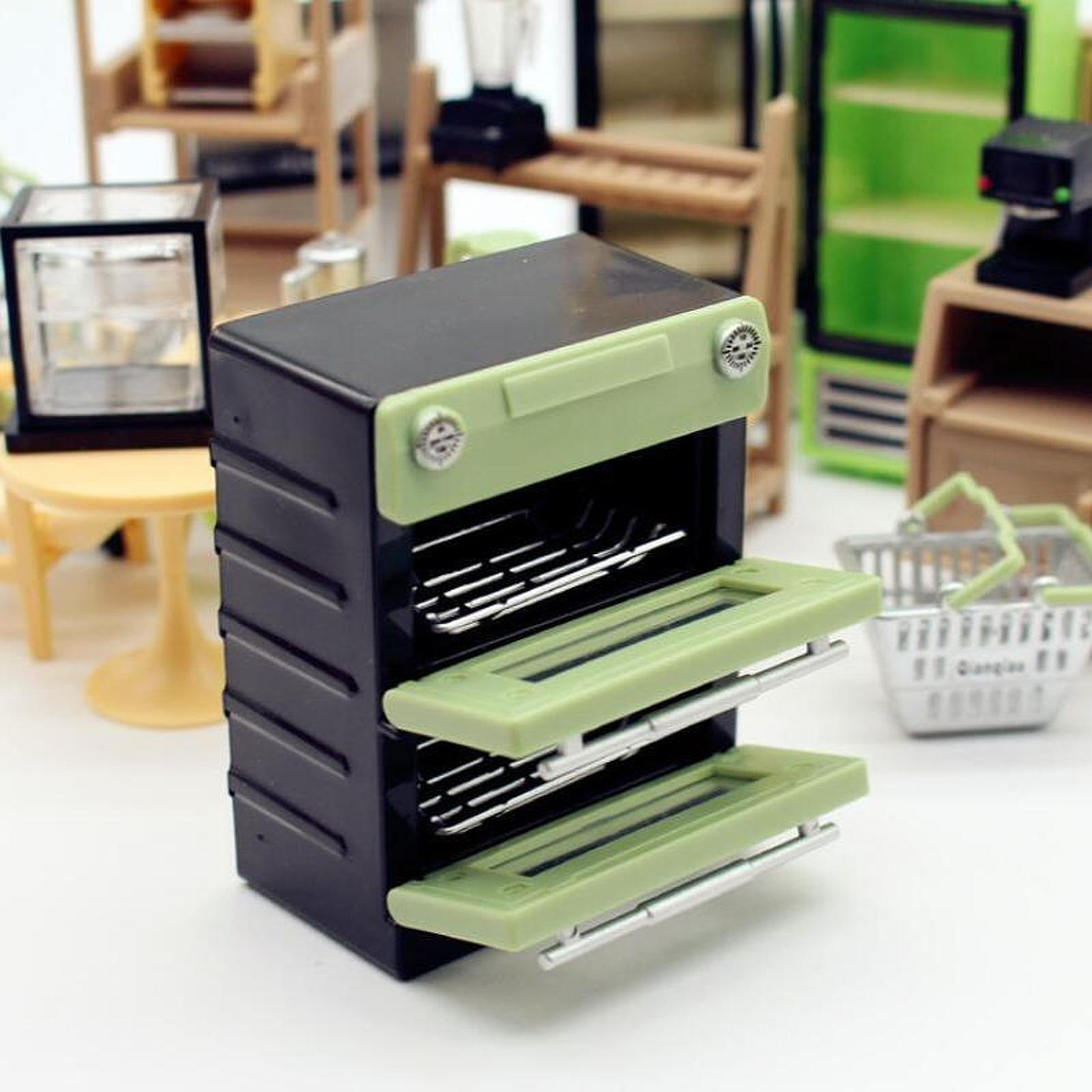 Kitchen Appliances Green - Minyatür Mutfak Aletleri Dollhouse Fırın Çıkarılabilir